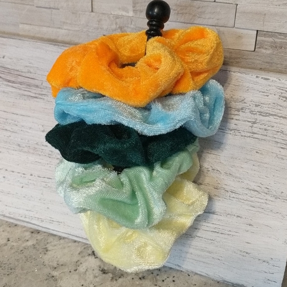 Charned-Fashion Accessories - 5pk velvet scrunchies